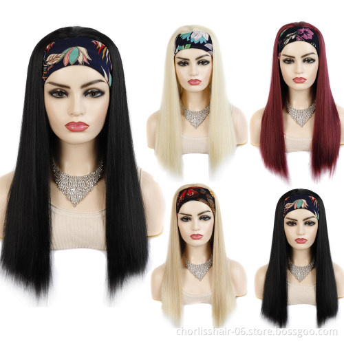 Wholesale Headbands Black Short  Afro Wig Synthetic Wigs African Kinky Curly Box Wrap Puff Turban wigs For women